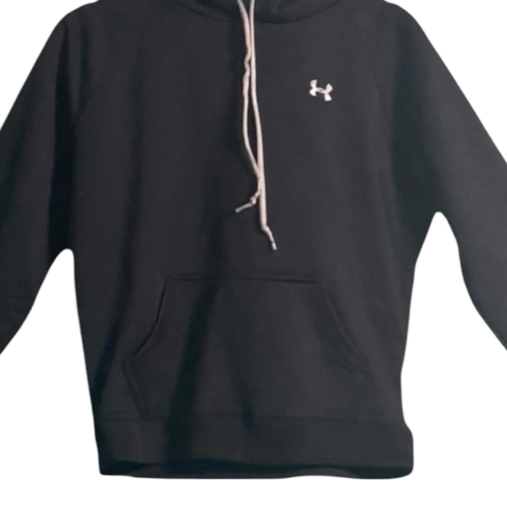 Under Armour hooded sweatshirt size XS black, fleece, long sleeves, chest logo - Picture 2 of 10